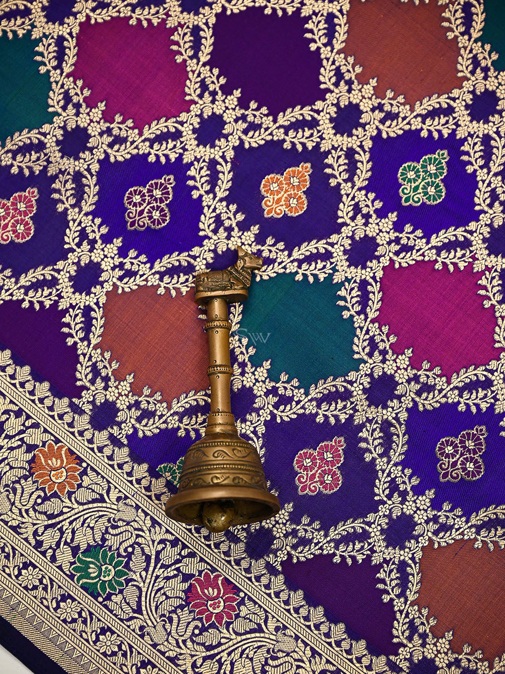 Purple Rangkat Jaal Katan Silk Handloom Banarasi Saree -Sacred Weaves