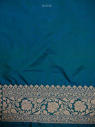Blue Green Floral Boota Uppada Katan Silk Handloom Banarasi Saree - Sacred Weaves