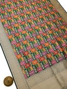 Bottle Green Rangkat Jaal Katan Silk Handloom Banarasi Saree - Sacred Weaves