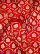 Red Sona Roopa Meenakari Jaal Katan Silk Handloom Banarasi Saree - Sacred Weaves
