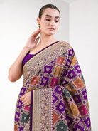 Dark Purple Rangkat Jaal Katan Silk Handloom Banarasi Saree - Sacred Weaves