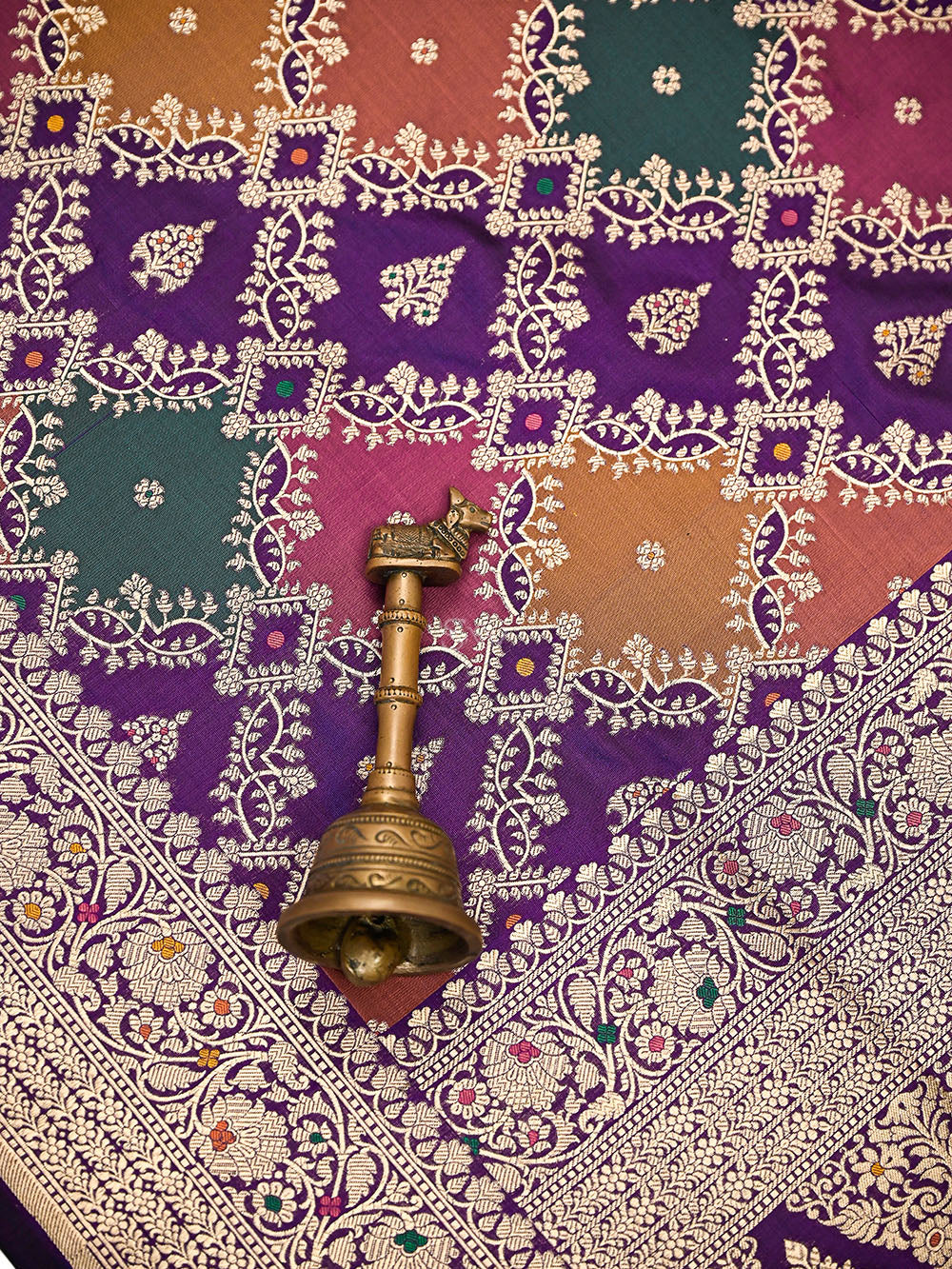 Dark Purple Rangkat Jaal Katan Silk Handloom Banarasi Saree - Sacred Weaves