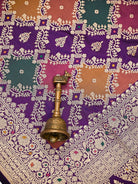 Dark Purple Rangkat Jaal Katan Silk Handloom Banarasi Saree - Sacred Weaves