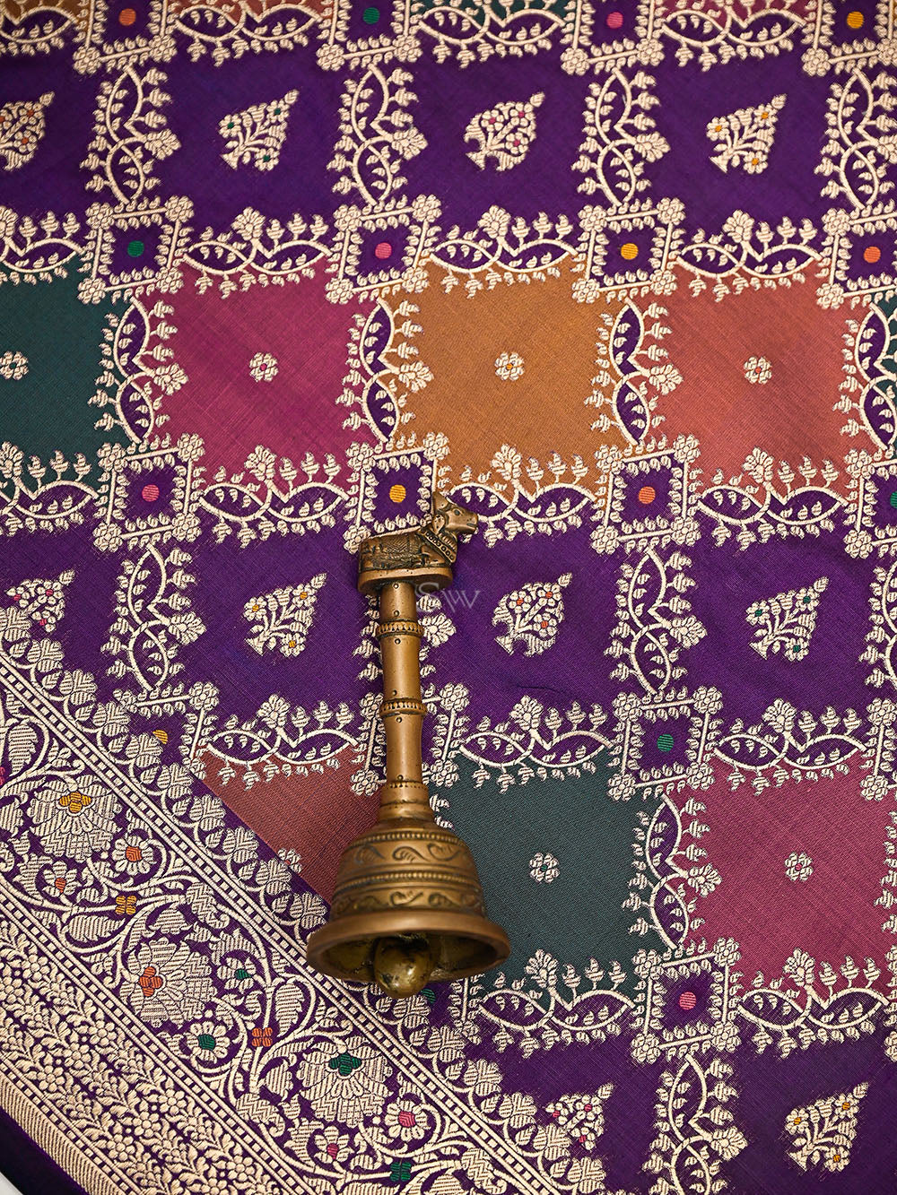 Dark Purple Rangkat Jaal Katan Silk Handloom Banarasi Saree - Sacred Weaves