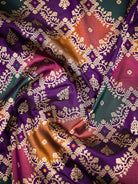 Dark Purple Rangkat Jaal Katan Silk Handloom Banarasi Saree - Sacred Weaves
