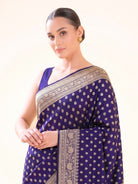 Purple Zari Booti Uppada Katan Silk Handloom Banarasi Saree - Sacred Weaves