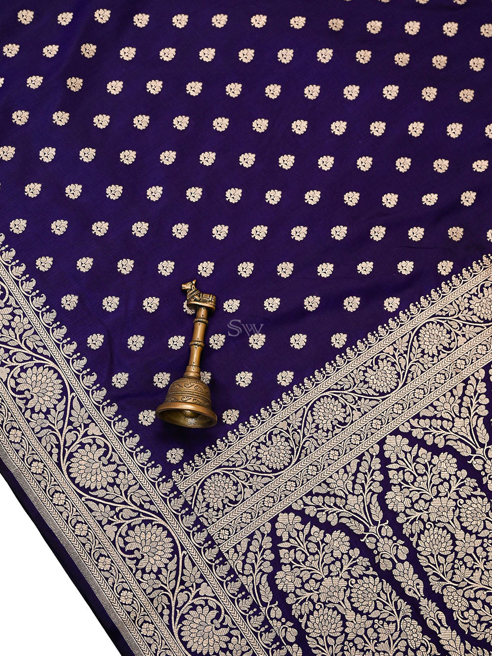 Purple Zari Booti Uppada Katan Silk Handloom Banarasi Saree - Sacred Weaves
