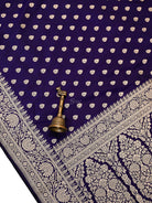 Purple Zari Booti Uppada Katan Silk Handloom Banarasi Saree - Sacred Weaves