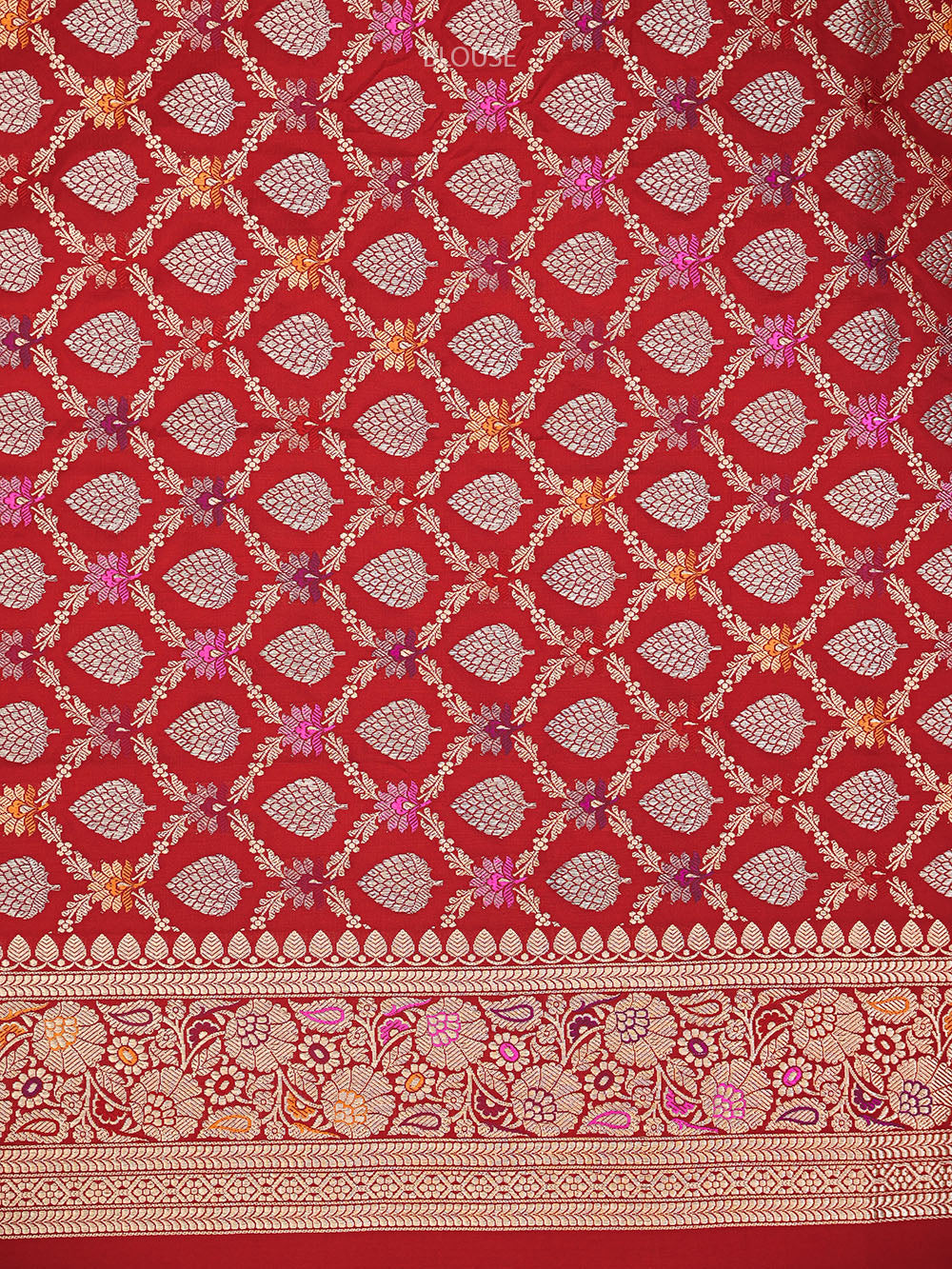 Red Plain Katan Silk Handloom Banarasi Saree - Sacred Weaves