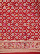 Red Plain Katan Silk Handloom Banarasi Saree - Sacred Weaves