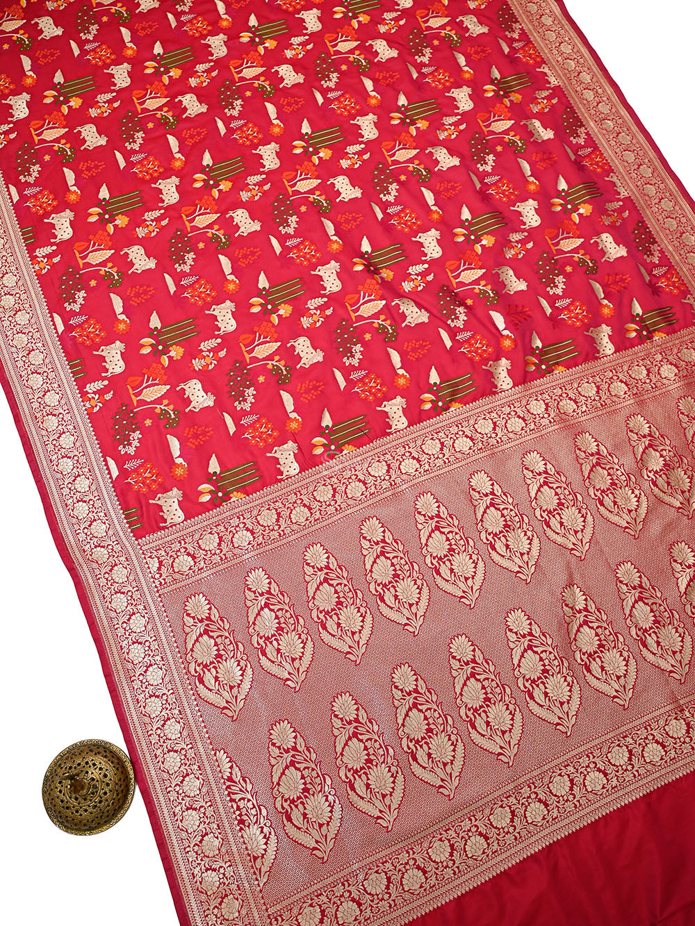 Dark Pink Pichwai Meenakari Katan Silk Handloom Banarasi Saree - Sacred Weaves