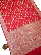 Dark Pink Pichwai Meenakari Katan Silk Handloom Banarasi Saree - Sacred Weaves