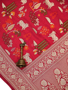 Dark Pink Pichwai Meenakari Katan Silk Handloom Banarasi Saree - Sacred Weaves