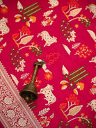 Dark Pink Pichwai Meenakari Katan Silk Handloom Banarasi Saree - Sacred Weaves
