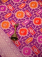 Magenta Jaal Rangkat Katan Silk Handloom Banarasi Saree - Sacred Weaves