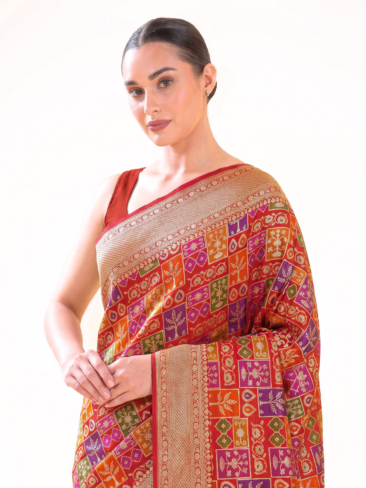 Red Jaal Rangkat Katan Silk Handloom Banarasi Saree - Sacred Weaves