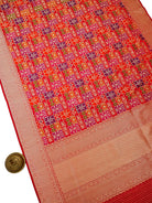 Red Jaal Rangkat Katan Silk Handloom Banarasi Saree - Sacred Weaves