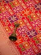 Red Jaal Rangkat Katan Silk Handloom Banarasi Saree - Sacred Weaves