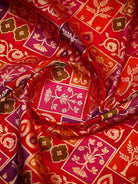 Red Jaal Rangkat Katan Silk Handloom Banarasi Saree - Sacred Weaves