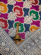 Midnight Blue Rangkat Jaal Katan Silk Handloom Banarasi Saree - Sacred Weaves