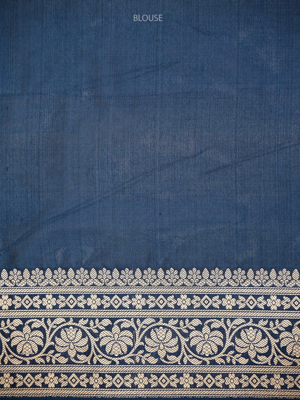 Midnight Blue Rangkat Jaal Katan Silk Handloom Banarasi Saree - Sacred Weaves