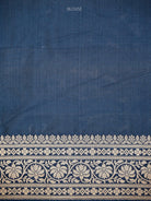 Midnight Blue Rangkat Jaal Katan Silk Handloom Banarasi Saree - Sacred Weaves