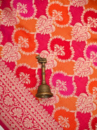Dark Pink Orange Rangkat Jaal Katan Silk Handloom Banarasi Saree - Sacred Weaves