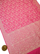 Dark Pink Shikargah Brocade Katan Silk Handloom Banarasi Saree - Sacred Weaves