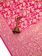 Dark Pink Shikargah Brocade Katan Silk Handloom Banarasi Saree - Sacred Weaves