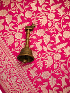 Dark Pink Shikargah Brocade Katan Silk Handloom Banarasi Saree - Sacred Weaves