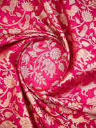 Dark Pink Shikargah Brocade Katan Silk Handloom Banarasi Saree - Sacred Weaves
