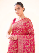 Pink Orange Shikargah Brocade Katan Silk Handloom Banarasi Saree - Sacred Weaves