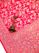 Pink Orange Shikargah Brocade Katan Silk Handloom Banarasi Saree - Sacred Weaves