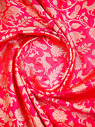 Pink Orange Shikargah Brocade Katan Silk Handloom Banarasi Saree - Sacred Weaves