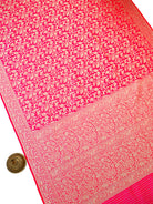 Pink Orange Shikargah Brocade Katan Silk Handloom Banarasi Saree - Sacred Weaves