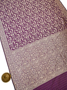 Purple Shikargah Brocade Katan Silk Handloom Banarasi Saree - Sacred Weaves