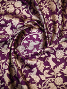 Purple Shikargah Brocade Katan Silk Handloom Banarasi Saree - Sacred Weaves