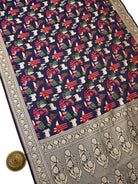 Blue Pichwai Meenakari Katan Silk Handloom Banarasi Saree - Sacred Weaves