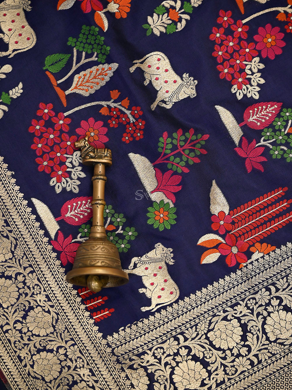 Blue Pichwai Meenakari Katan Silk Handloom Banarasi Saree - Sacred Weaves