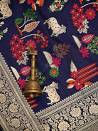Blue Pichwai Meenakari Katan Silk Handloom Banarasi Saree - Sacred Weaves