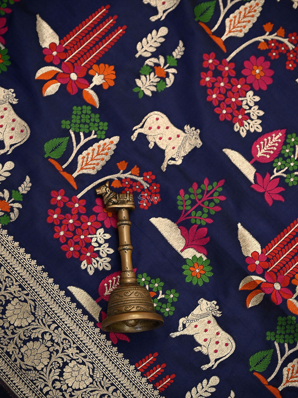 Blue Pichwai Meenakari Katan Silk Handloom Banarasi Saree - Sacred Weaves