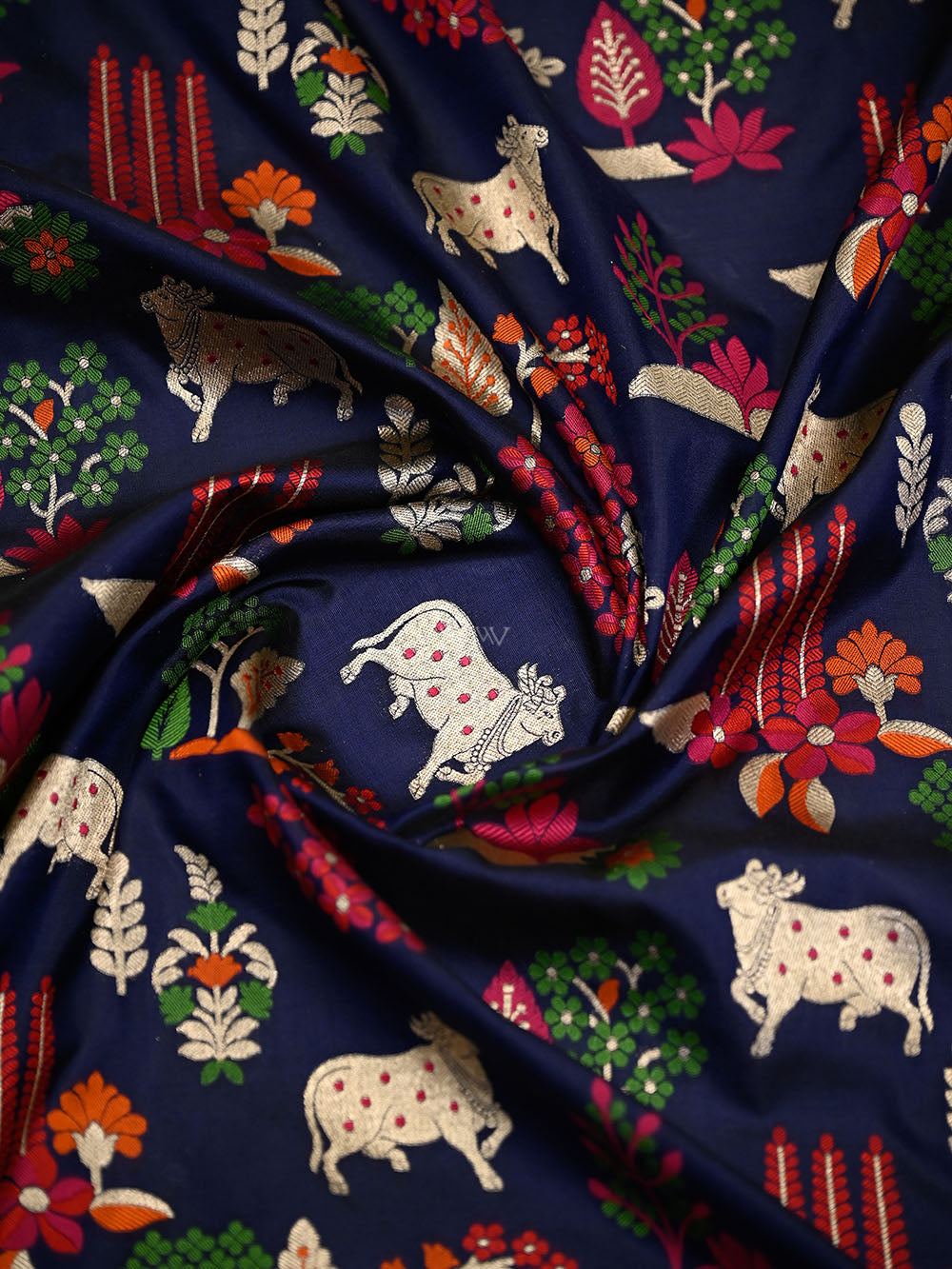 Blue Pichwai Meenakari Katan Silk Handloom Banarasi Saree - Sacred Weaves