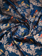 Midnight Blue Shikargah Meenakari Katan Silk Handloom Banarasi Saree - Sacred Weaves