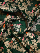 Bottle Green Shikargah Meenakari Katan Silk Handloom Banarasi Saree - Sacred Weaves