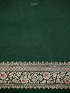 Bottle Green Shikargah Meenakari Katan Silk Handloom Banarasi Saree - Sacred Weaves