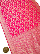 Pink Red Shikargah Meenakari Katan Silk Handloom Banarasi Saree - Sacred Weaves