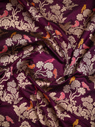 Wine Shikargah Meenakari Katan Silk Handloom Banarasi Saree - Sacred Weaves