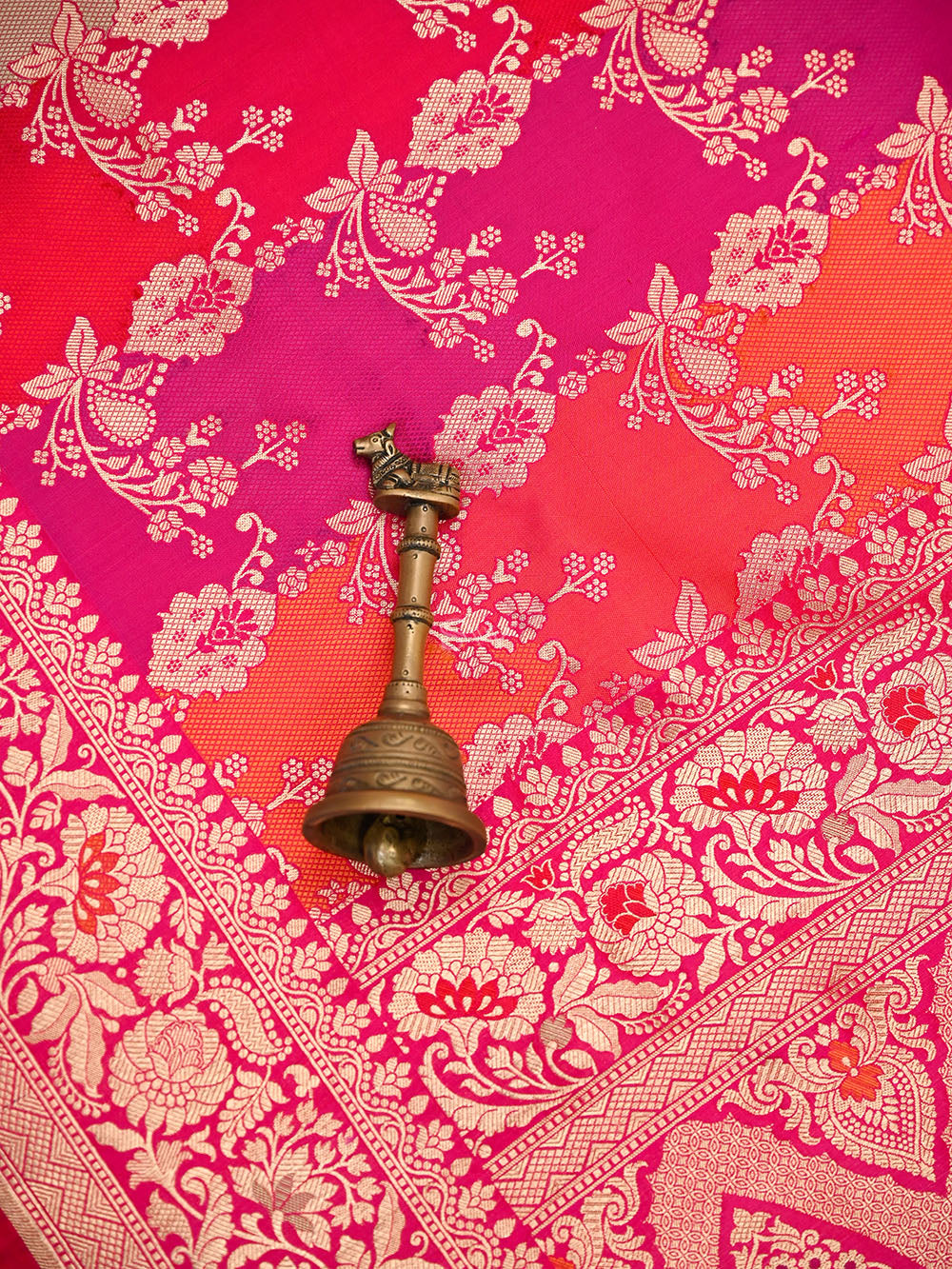 Dark Pink Rangkat Katan Silk Handloom Banarasi Saree - Sacred Weaves