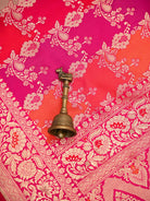 Dark Pink Rangkat Katan Silk Handloom Banarasi Saree - Sacred Weaves