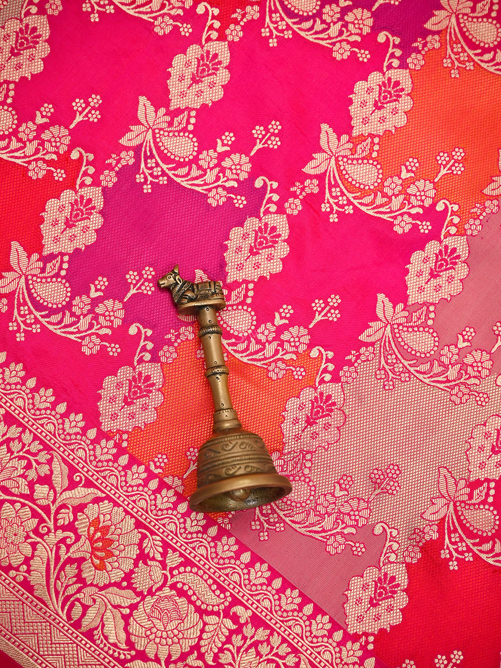 Dark Pink Rangkat Katan Silk Handloom Banarasi Saree - Sacred Weaves